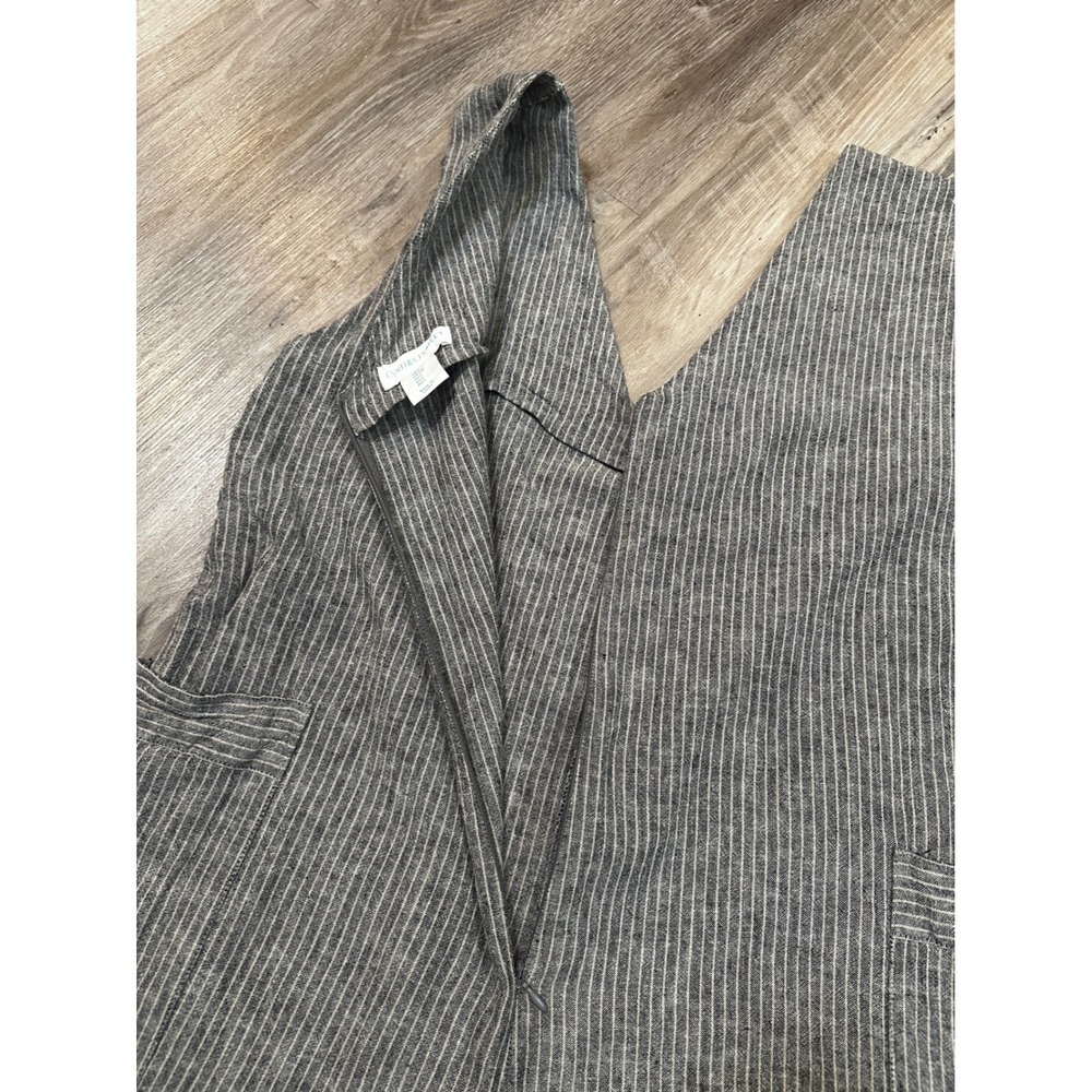 Cynthia Rowley Pinstripe Linen Blend Wide Leg Jumpsuit Large Lagenlook Boho - Picture 5 of 8